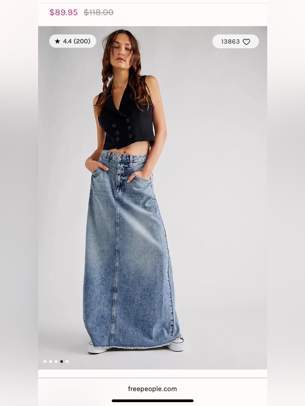Free People We The Free Denim Maxi Skirt Button Women’s 4 Straight Fit Pockets